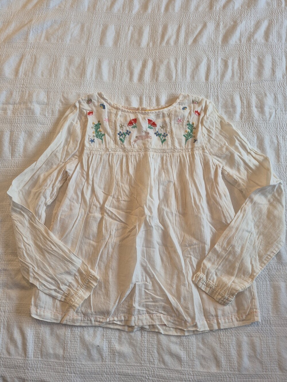 Mini Boden girls 11-12 years long sleeve embroidered fully lined shirt VGUC